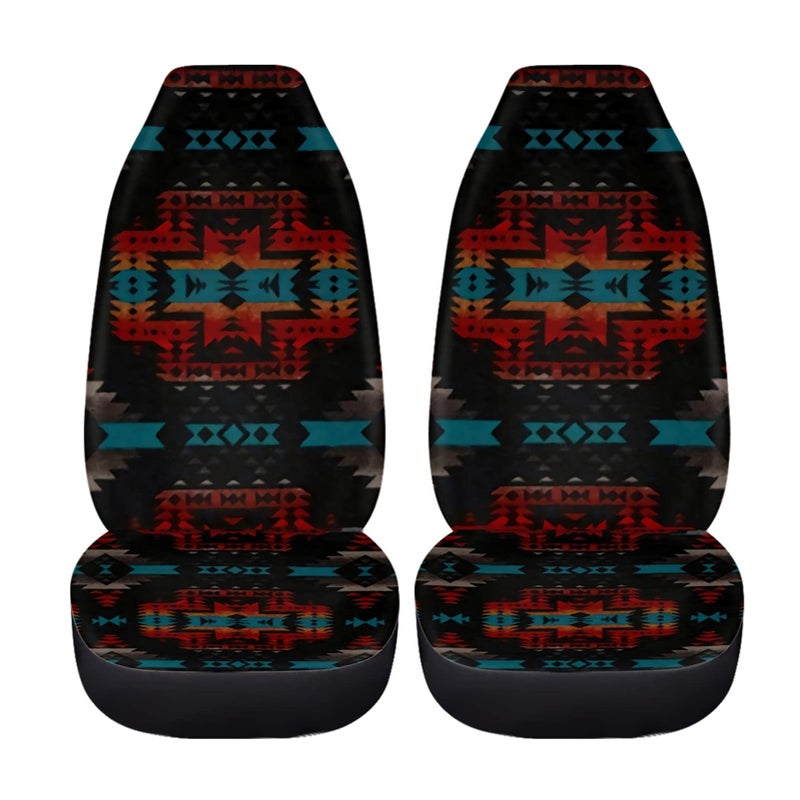 Dreaweet Navajo Print Car Seat Covers for Men Women Southwest Pattern Front Seat Protector Cover Full Set of 2pc Universal Size for Car, Truck or SUVs - Image 3